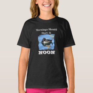 Not Morning Person Sleepy Black White Duck T-Shirt