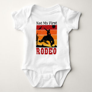 Not My First Rodeo Cowboy Cowgirl Horse Sunset Baby Bodysuit
