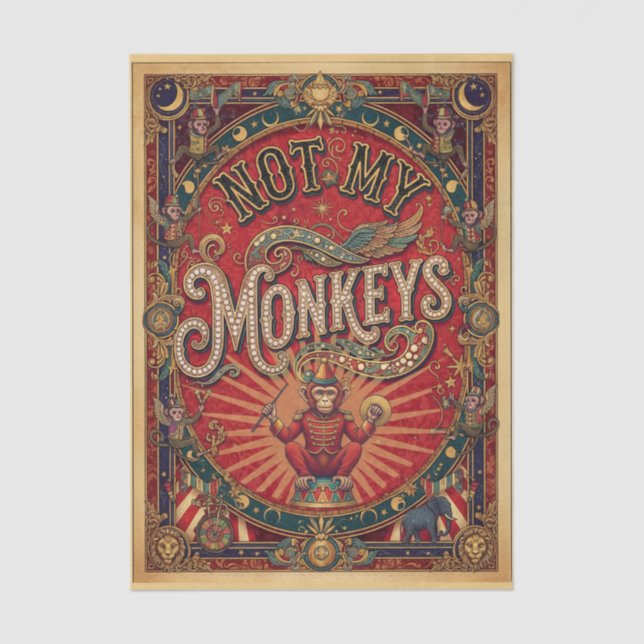 Not My Monkeys! Ringmaster, Red and Gold Tissue Paper (Front)