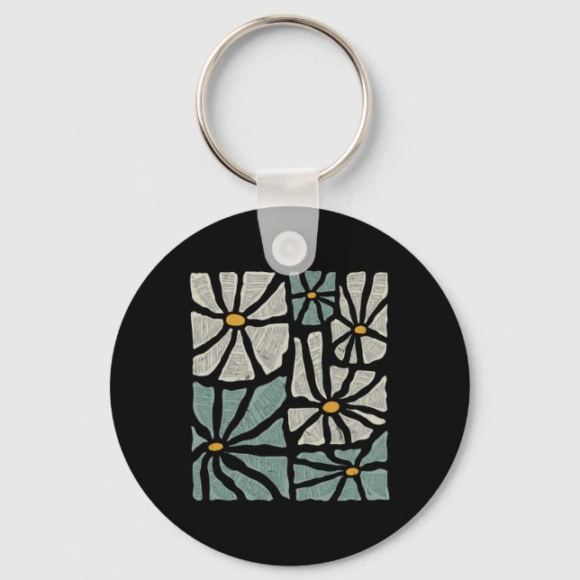 Not My President 2025 Retro Subtle Boho Floral Ant Keychain (Front)