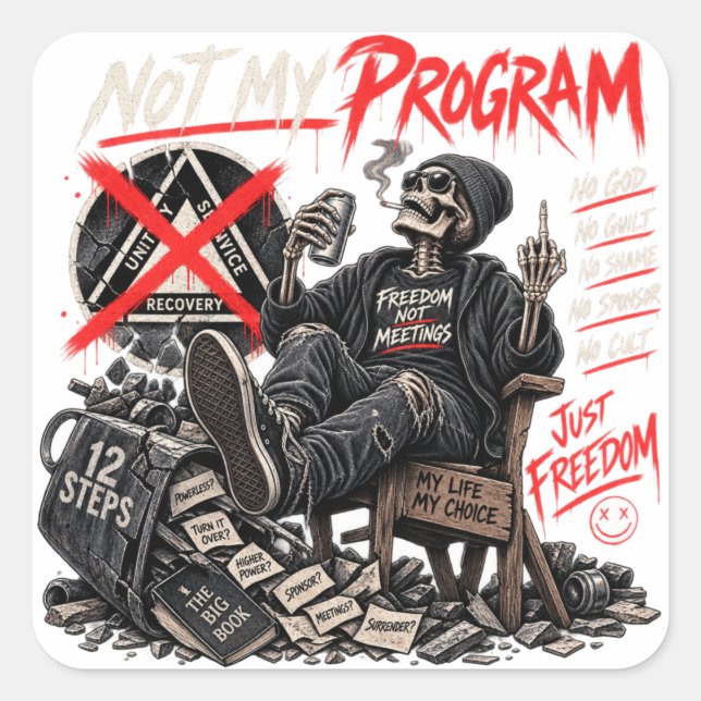 Not My Program Anti AA Funny Skeleton Sticker (Front)