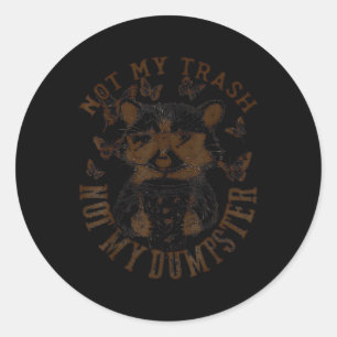 Not My Trash Not My Dumpster Funny Raccoon Iced Co Classic Round Sticker