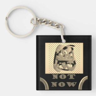 Not Now another time maybe black with silver color Keychain