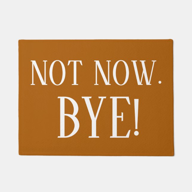 NOT NOW BYE Funny Rude Saying Doormat (Front)