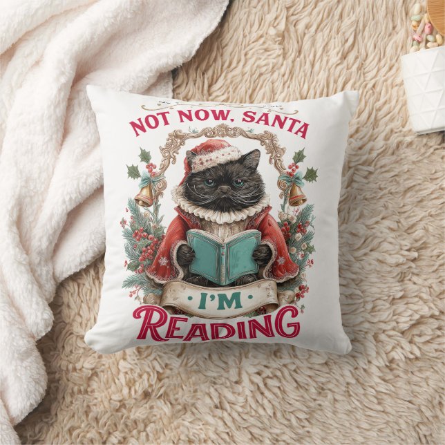 Not Now Santa I'm Reading  Throw Pillow (Blanket)