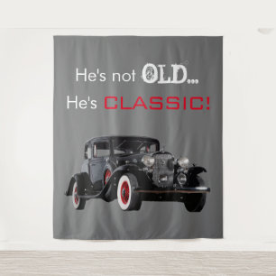 Not Old Classic Car Retro Photo Booth Backdrop Tapestry
