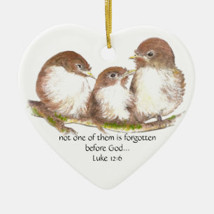 Not one forgotten before God, Scripture, Custom Ceramic Ornament