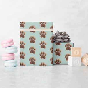 Not Only For Pet Lovers, Mint Green, Paws Wrapping Paper