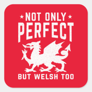 Not Only Perfect But Welsh Too Funny Wales Square  Sticker