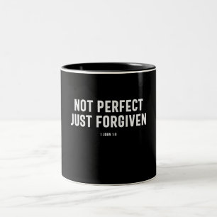 Not Perfect, Just Forgiven 1 John 1:9 Christian  Two-Tone Coffee Mug