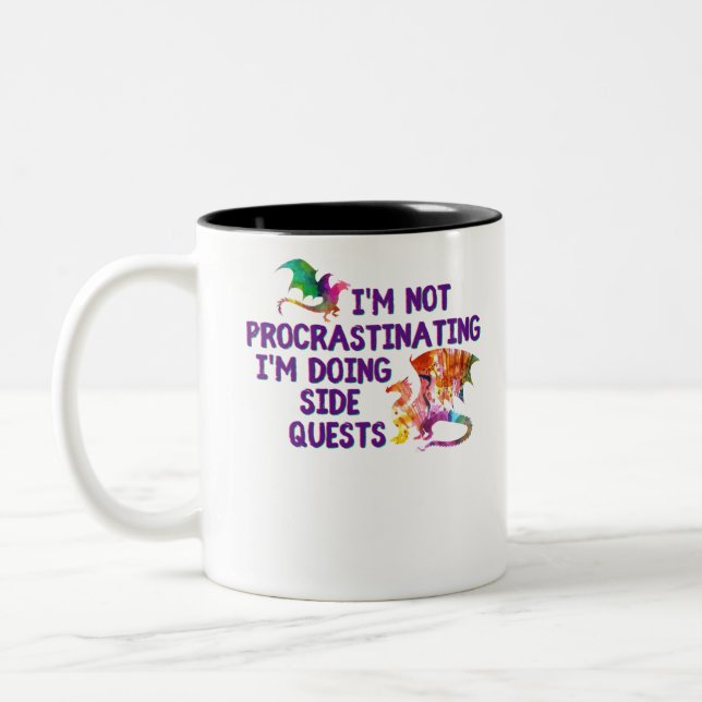 Not Procrastinating Side Quests Funny RPG Gamer Two-Tone Coffee Mug (Left)