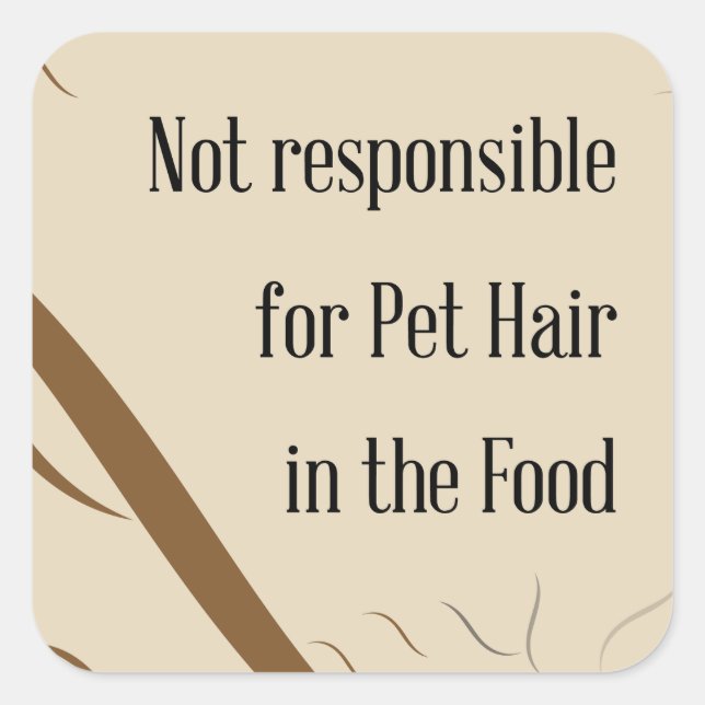 Not Responsible for Pet Hair in the Food Square Sticker (Front)