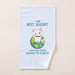 Not Short, Just Down to Earth – Cat Humour Bath Towel Set