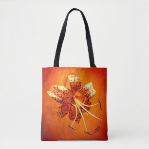 "Not So Bashful" Tiger Lily Custom Shoulder Tote Bag