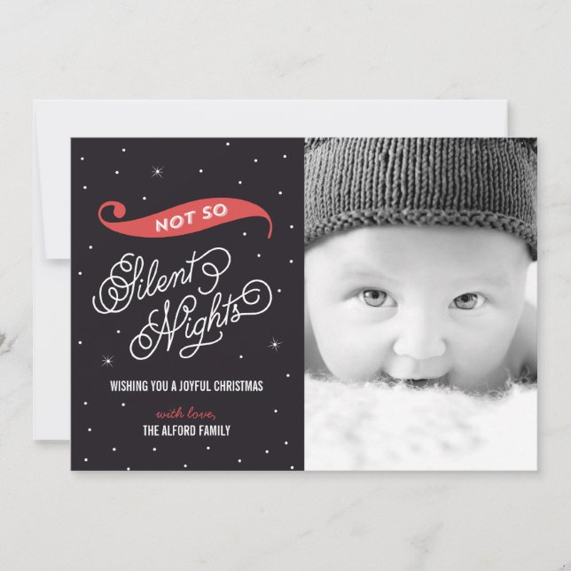 Not So Silent Night Christmas Photo Cards (Front)