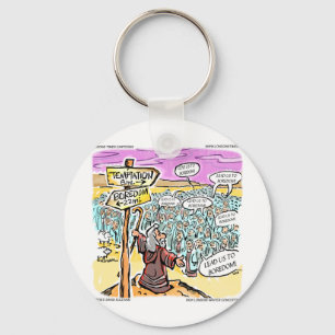 Not To Temptation? Funny Gifts Cards & Tees Keychain
