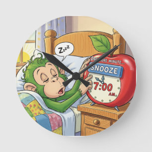 Not Today, Alarm – Sleepy Monkey Mode 💤🙈 Round Clock