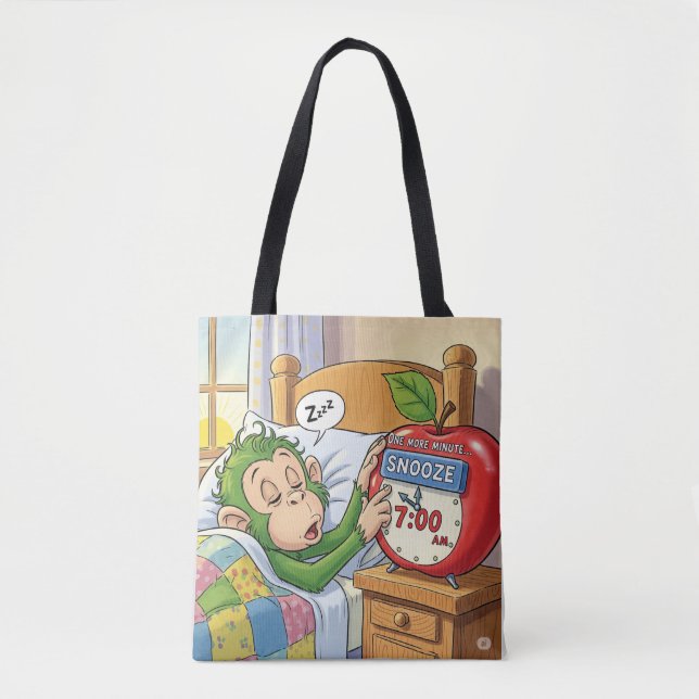 Not Today, Alarm – Sleepy Monkey Mode 💤🙈 Tote Bag (Front)