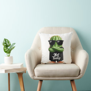 "Not Today" Cactus with Sunglasses and Attitude Throw Pillow