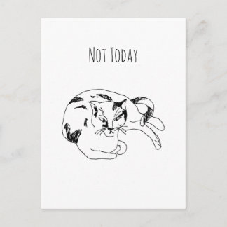 Not Today Cat – Funny Minimalist Line Art Drawing Postcard
