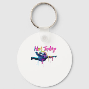 Not Today � Colorful Sloth Neon Artwork Classic T- Keychain
