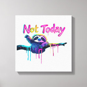 Not Today � Colourful Sloth Neon Artwork Classic T Canvas Print