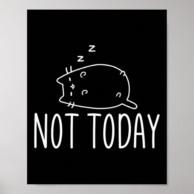Not Today Crazy Cat S Graphic Cute Funny  Poster (Front)