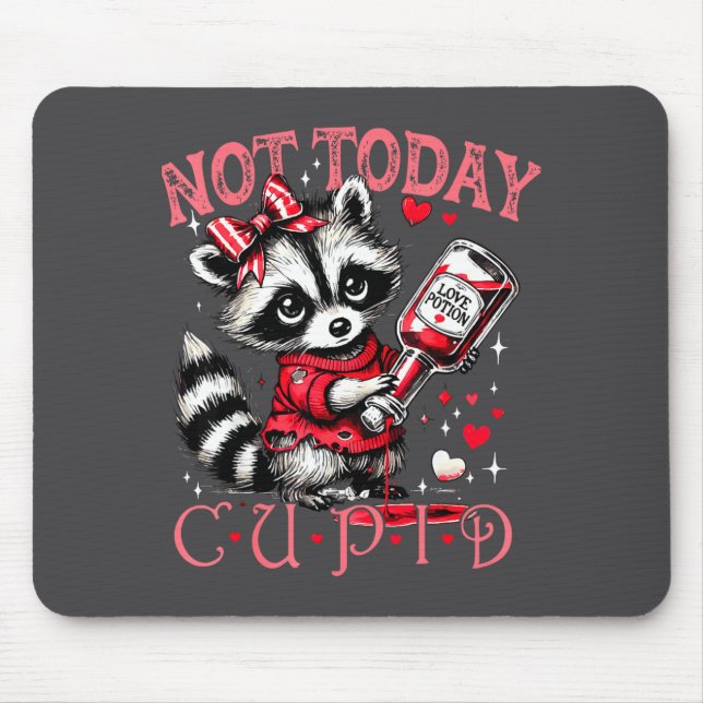 Not Today Cud Funny Raccoon Valentines Day Cute Ki Mouse Pad (Front)