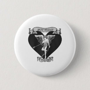 Not Today Cupid Arrow Shot Tattoo Style Grey Anti  2 Inch Round Button