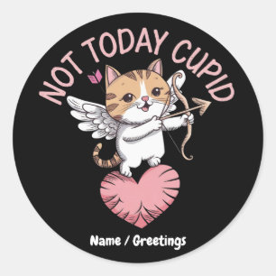 Not Today Cupid Funny and Cute Anti-Valentine's  Classic Round Sticker