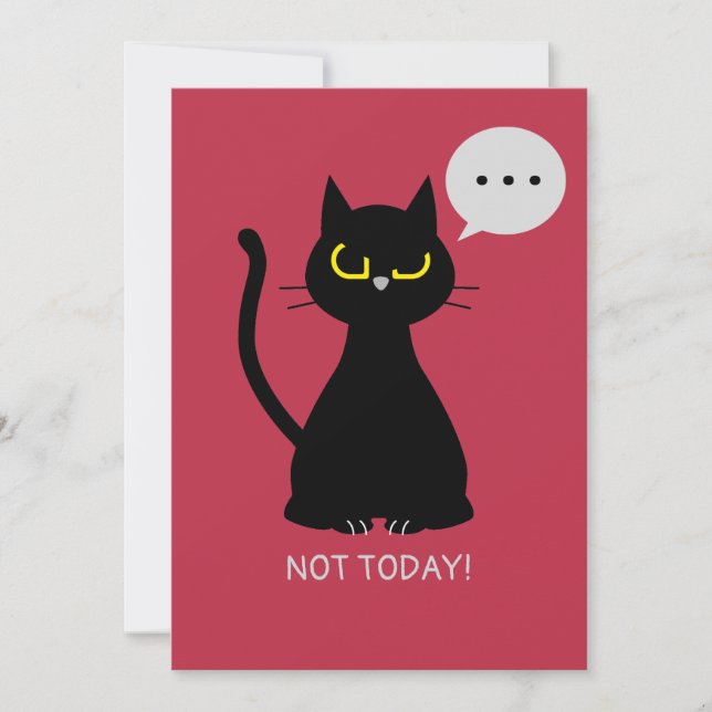 NOT TODAY! Funny Grumpy Cat Greeting Card (Front)