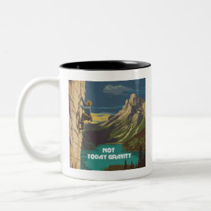 Not Today Gravity Rock Climbing Two-Tone Coffee Mug