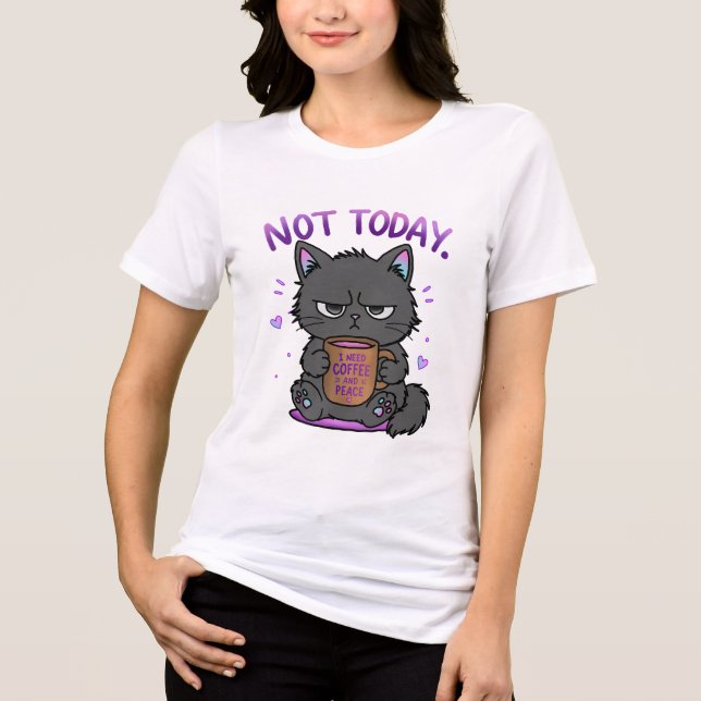 Not Today Grumpy Cat Coffee Lover Cute Funny Cat D Tri-Blend Shirt (Front)