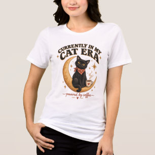 Not Today Human Funny Grumpy Black Cat Coffee Desi Tri-Blend Shirt