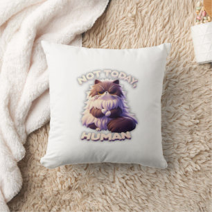 Not Today Human Funny Grumpy Cat Throw Pillow