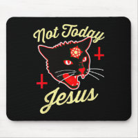 Not Today Jesus Hail Satan Cat Death Cross Vintage