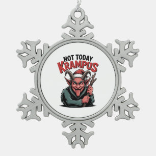 Not Today Krampus Evil Krampus Christmas Snowflake Pewter Christmas Ornament