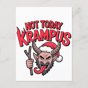 Not Today Krampus Funny Christmas Evil Krampus Holiday Postcard