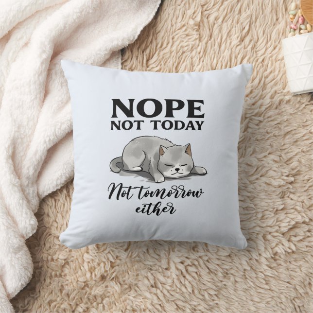 Not Today, Not Tomorrow – Sleepy Cat Throw Pillow (Blanket)