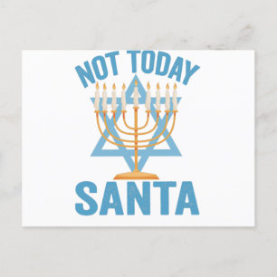 Not Today Santa Jewish Hanukkah Holiday Menorah Postcard