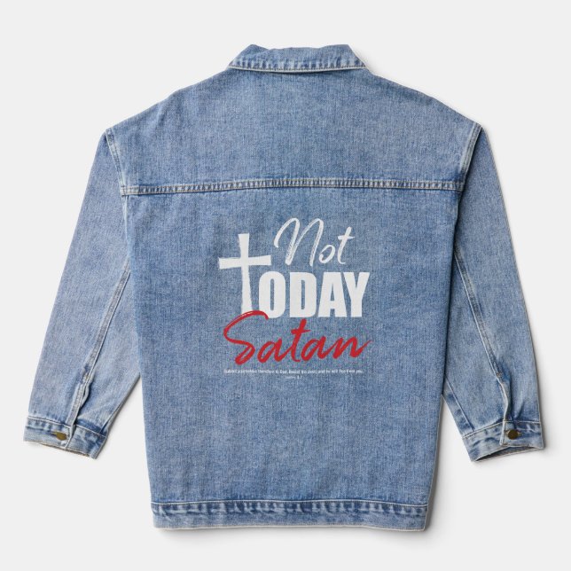 Not Today Satan Black Denim Jacket (Back)