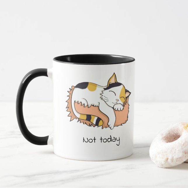 Not Today | Sleeping Calico Cat Mug (With Donut)