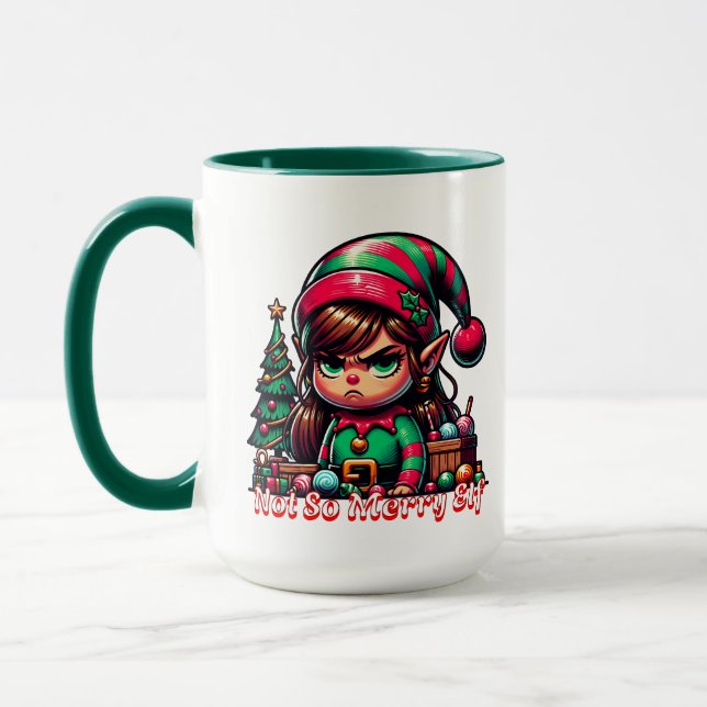 Not Very Merry Christmas Elf | Funny Personalized Mug (Left)