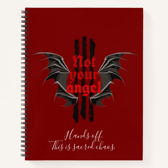 Not Your Angel Notebook – Sacred Chaos Gothic Vibe (Front)
