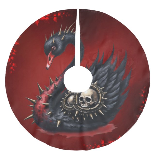 Not Your Average Swan – Spikes, Skulls & Sass.  Brushed Polyester Tree Skirt (Front)