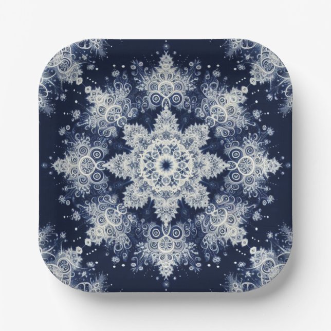 Not Your Ordinary Snowflakes III Paper Plate (Front)