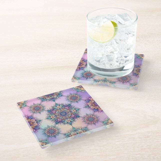 Not Your Ordinary Snowflakes VI Glass Coaster (Angled)