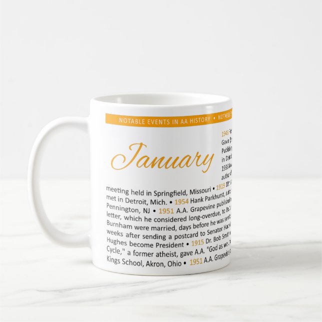 Notable Events in AA History Mug - January (Left)