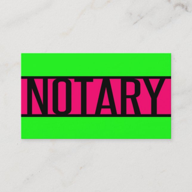 Notaire Neon Green et Carte de visite rose chaud (Devant)