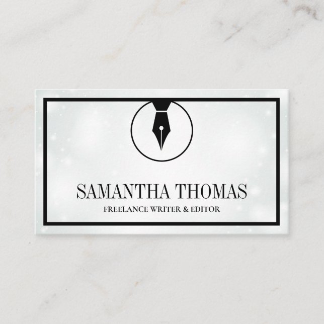 Notary Agent Pen Logo Freelance Calligraphy Writer Business Card (Front)